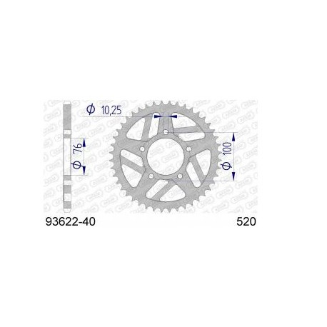 Couronne AFAM 40 dents alu pas 520 type 93622 MARCHESINI -OZ-BST