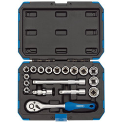 Coffret douilles & cliquet 3/8" DRAPER métrique & pouce 18 pièces