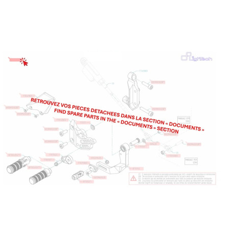 Commande reculées réglables LIGHTECH sélection standard et inversée Yamaha Yzf-R1