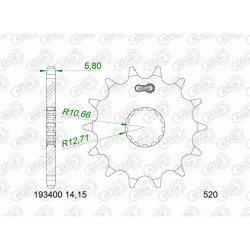 Pignon AFAM acier standard 193400 - 520