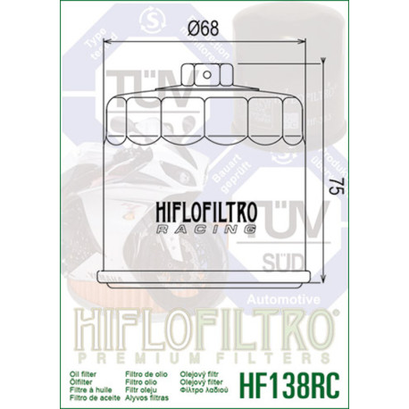FILTRE A HUILE HIFLOFILTRO HF138 RACING