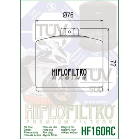 FILTRE A HUILE HIFLOFILTRO HF 160 RC RACING