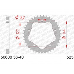 Couronne AFAM 42 dents acier pas 525 type 50608K