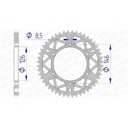 Couronne AFAM 49 dents alu pas 520 type 15203 Suzuki