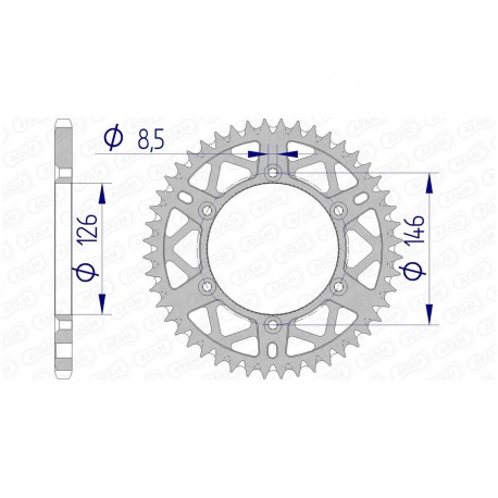 Couronne AFAM 49 dents alu pas 520 type 15203 Suzuki