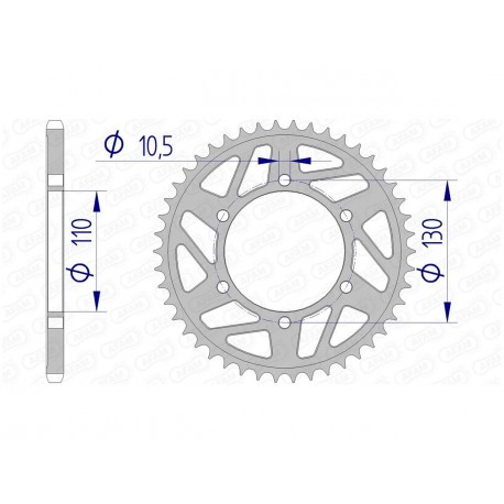 Couronne AFAM 43 dents alu pas 520 type 13814