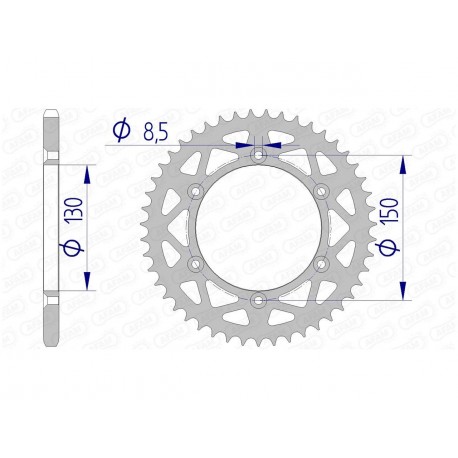 Couronne AFAM 47 dents alu pas 520 type 13323N