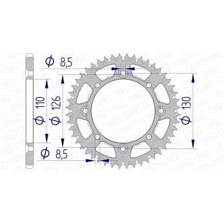 Couronne AFAM 47 dents alu pas 420 type 17107