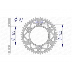 Couronne AFAM 49 dents alu pas 520 type 39300 Beta