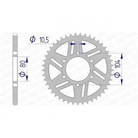 Couronne AFAM 47 dents alu pas 520 type 17606 Kawasaki