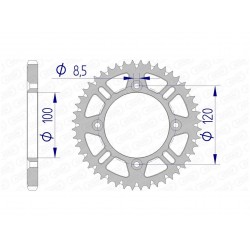 Couronne AFAM 53 dents alu pas 428 type 15104