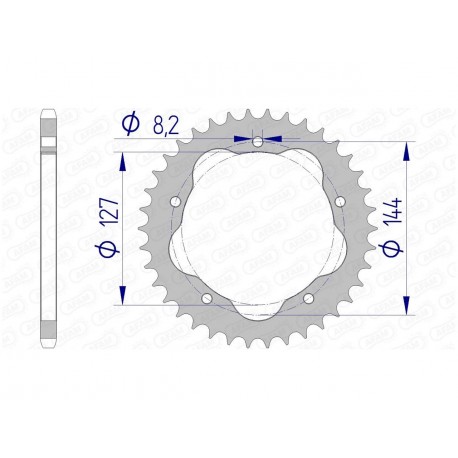 Couronne AFAM 44 dents alu pas 520 type 51607 Ducati