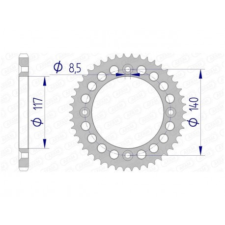 Couronne AFAM 46 dents alu pas 428 type 13108 Yamaha