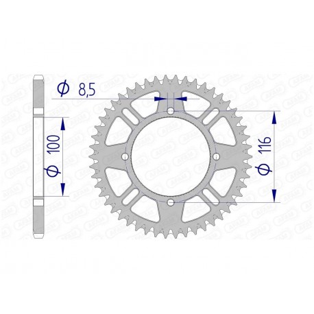 Couronne AFAM 51 dents alu pas 420 type 17104 Kawasaki