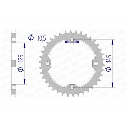 Couronne AFAM 39 dents alu pas 520 type 13407 Yamaha YFM700R Raptor