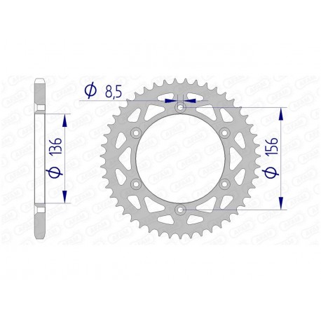 Couronne AFAM 48 dents alu pas 520 type 15206N