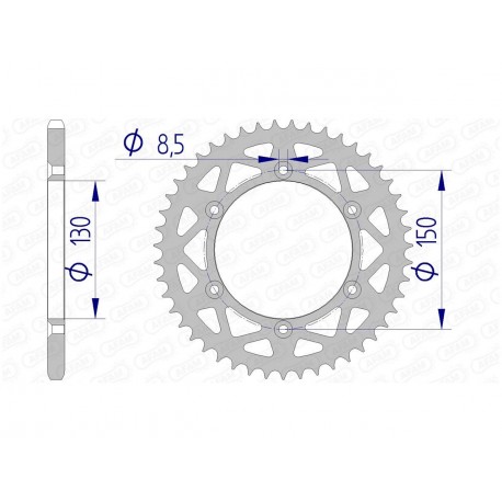 Couronne AFAM 49 dents alu pas 520 type 13323N Yamaha