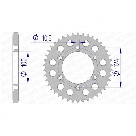 Couronne AFAM 37 dents alu pas 525 type 51609