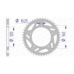 Couronne AFAM 43 dents alu pas 520 type 15605