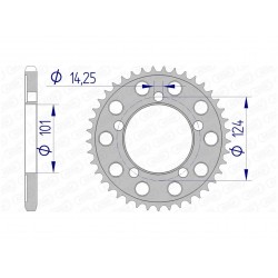 Couronne AFAM 40 dents alu pas 525 type 72801