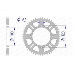 Couronne AFAM 51 dents alu pas 428 type 15104N