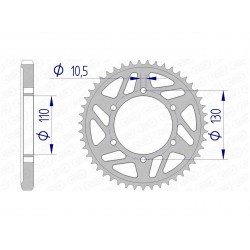 Couronne AFAM 45 dents alu pas 530 type 13813