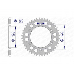 Couronne AFAM 46 dents alu pas 520 type 15203 Suzuki