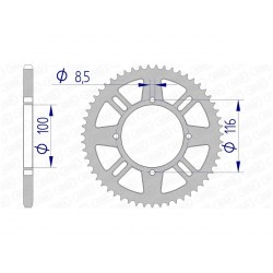 Couronne AFAM 49 dents alu pas 420 type 17104N