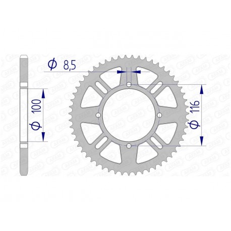 Couronne AFAM 49 dents alu pas 420 type 17104N