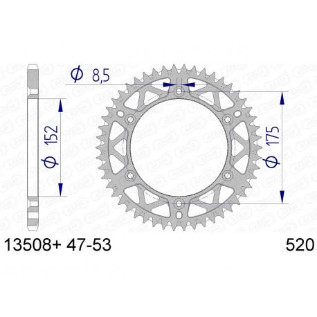 Couronne AFAM 48 dents alu pas 520 type 13508 Yamaha