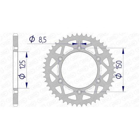 Couronne AFAM 49 dents alu pas 520 type 72304N