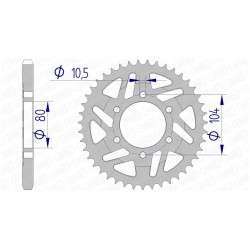 Couronne AFAM 44 dents alu pas 525 type 17610