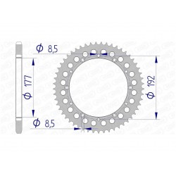 Couronne AFAM 53 dents alu pas 520 type 63300 Husqvarna