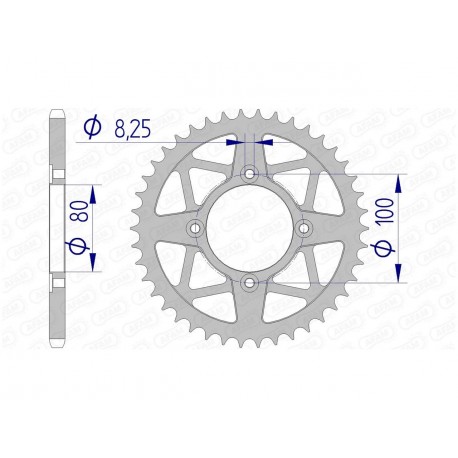 Couronne AFAM 42 dents alu pas 520 type 93320