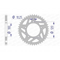 Couronne AFAM 44 dents alu pas 520 type 36801 Aprilia