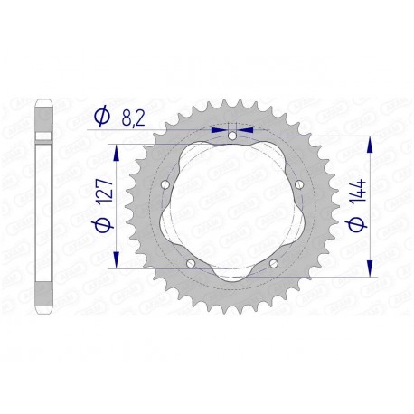 Couronne AFAM 38 dents alu pas 525 type 51608 Ducati