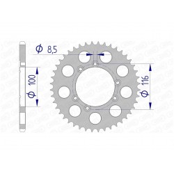 Couronne AFAM 40 dents alu pas 520 type 93303