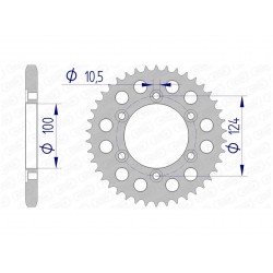 Couronne AFAM 40 dents alu pas 525 type 51609 Ducati