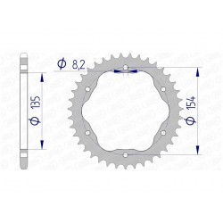 Couronne AFAM 40 dents alu pas 520 type 51804 Ducati