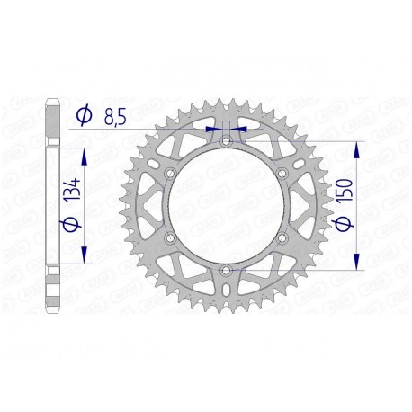 Couronne AFAM 51 dents alu pas 520 type 17206 Kawasaki