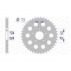 Couronne AFAM 40 dents alu pas 415 type 72105 KTM SX50