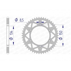 Couronne AFAM 52 dents alu pas 520 type 17206N