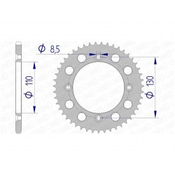 Couronne AFAM 53 dents type 11104N pas 420 alu HONDA CR 80 R