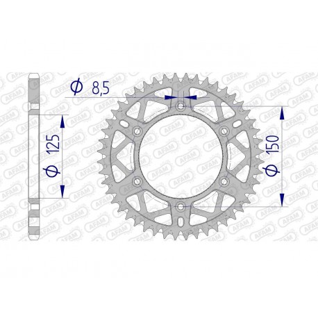 Couronne AFAM 51 dents alu pas 520 type 72304