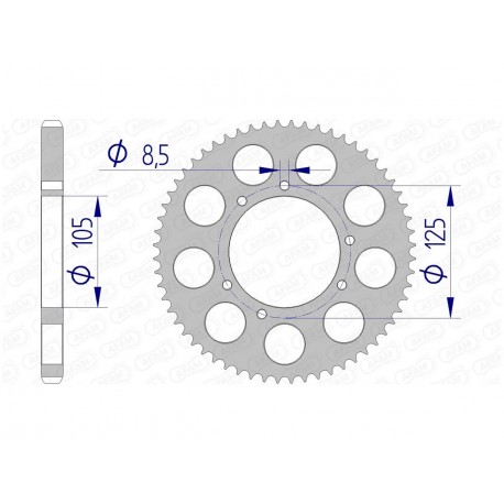 Couronne AFAM 58 dents alu pas 428 type 48200 HM