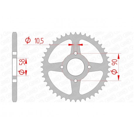 Couronne AFAM 44 dents acier pas 520 type 10221