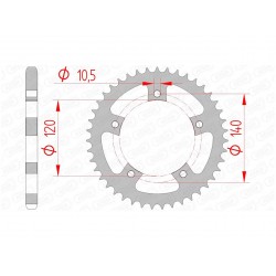 Couronne AFAM 42 dents acier pas 525 type 86500 Triumph 600