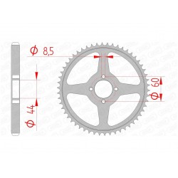 Couronne AFAM 49 dents acier pas 428 type 12222 Yamaha TT-R125