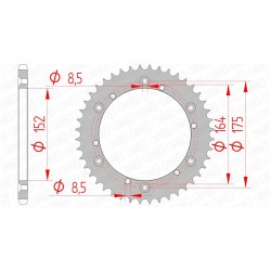 Couronne AFAM 44 dents acier pas 520 type 12500