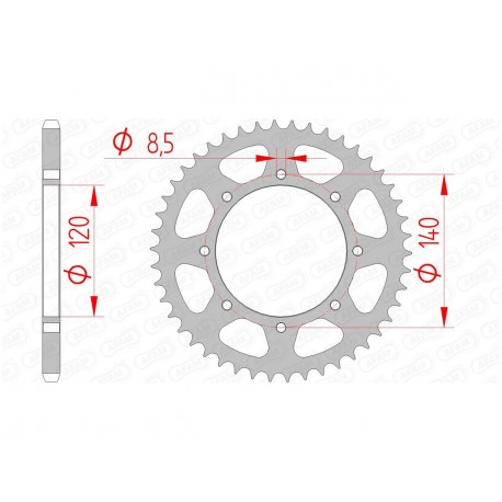 Couronne AFAM 43 dents acier pas 520 type 16600 Kawasaki